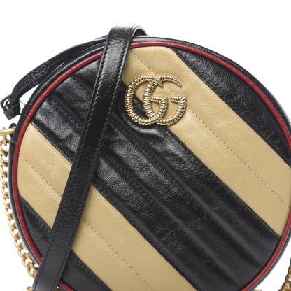 Gucci Azalea Calfskin Matelasse Diagonal Patchwork Mini Torchon GG Marmont Round Shoulder Bag Black Beige Romantic Cerise 10 of 10