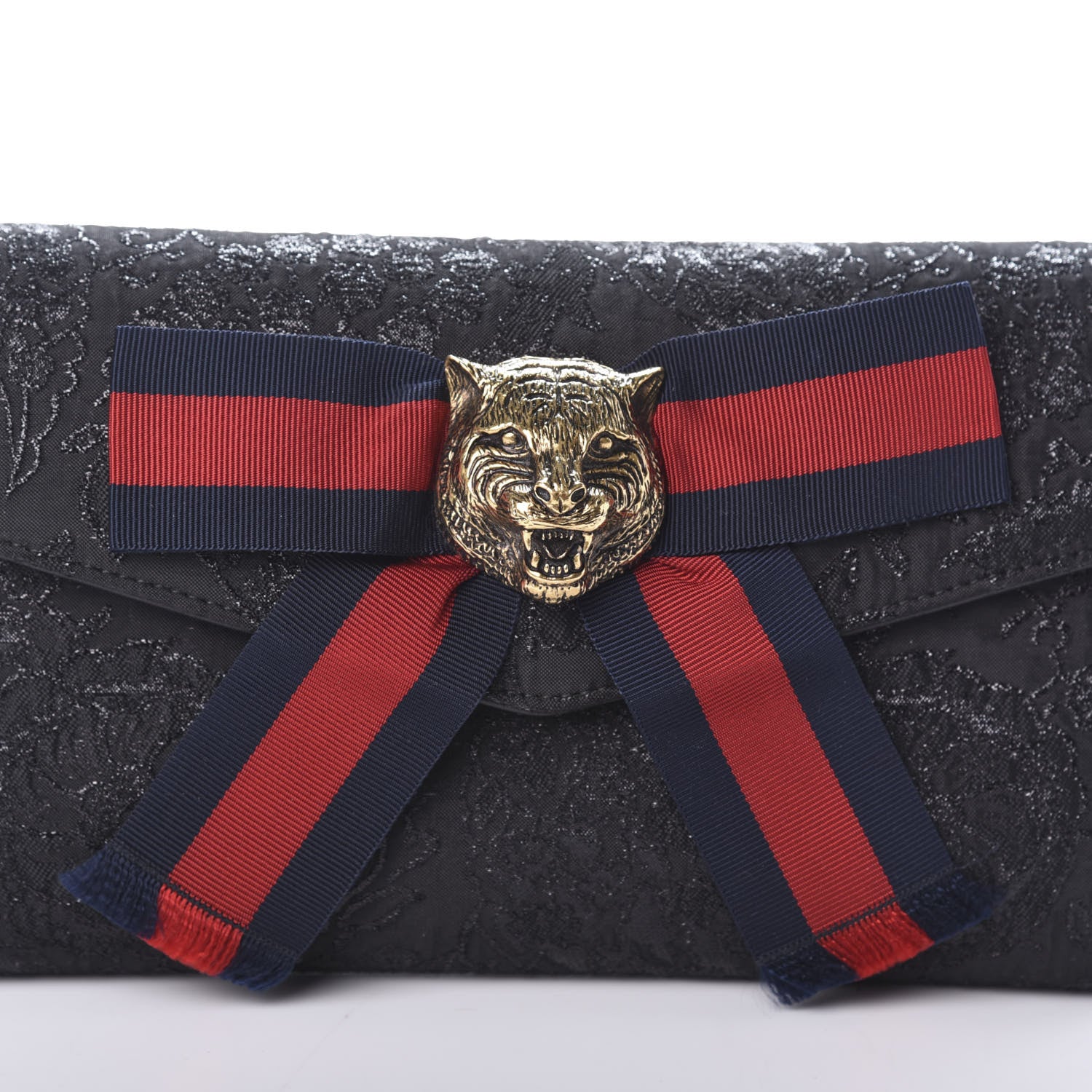 Gucci Lurex Brocade Animalier Broadway Clutch Black 6 of 8