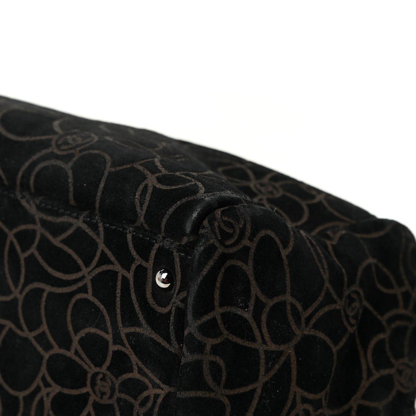 Velvet Camellia Embossed Shoulder Bag Black