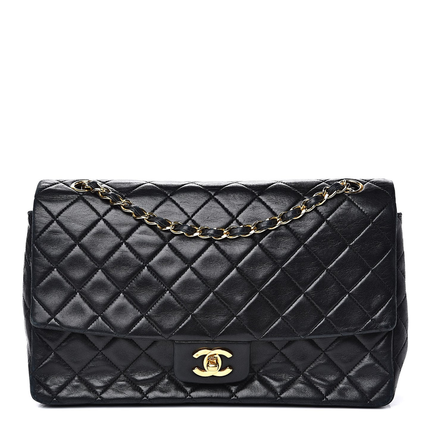 Lambskin Quilted Medium Single Flap Black