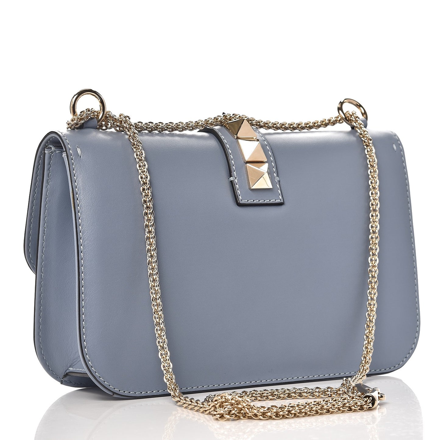 Vitello Medium Glam Lock Rockstud Flap London Stone