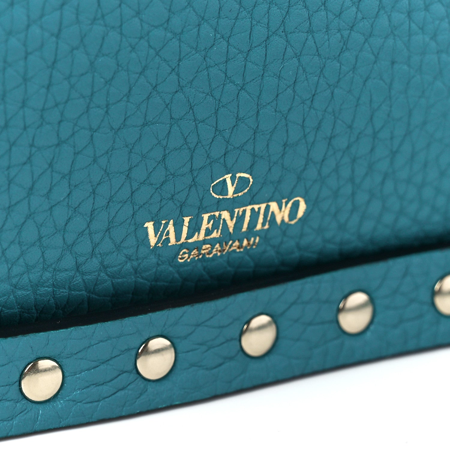 Valentino Garavani Grainy Calfskin Rockstud Crossbody Pouch Ultra Marine Green 7 of 11