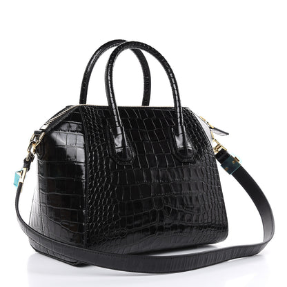 Givenchy Calfskin Crocodile Embossed Small Antigona Black 3 of 9