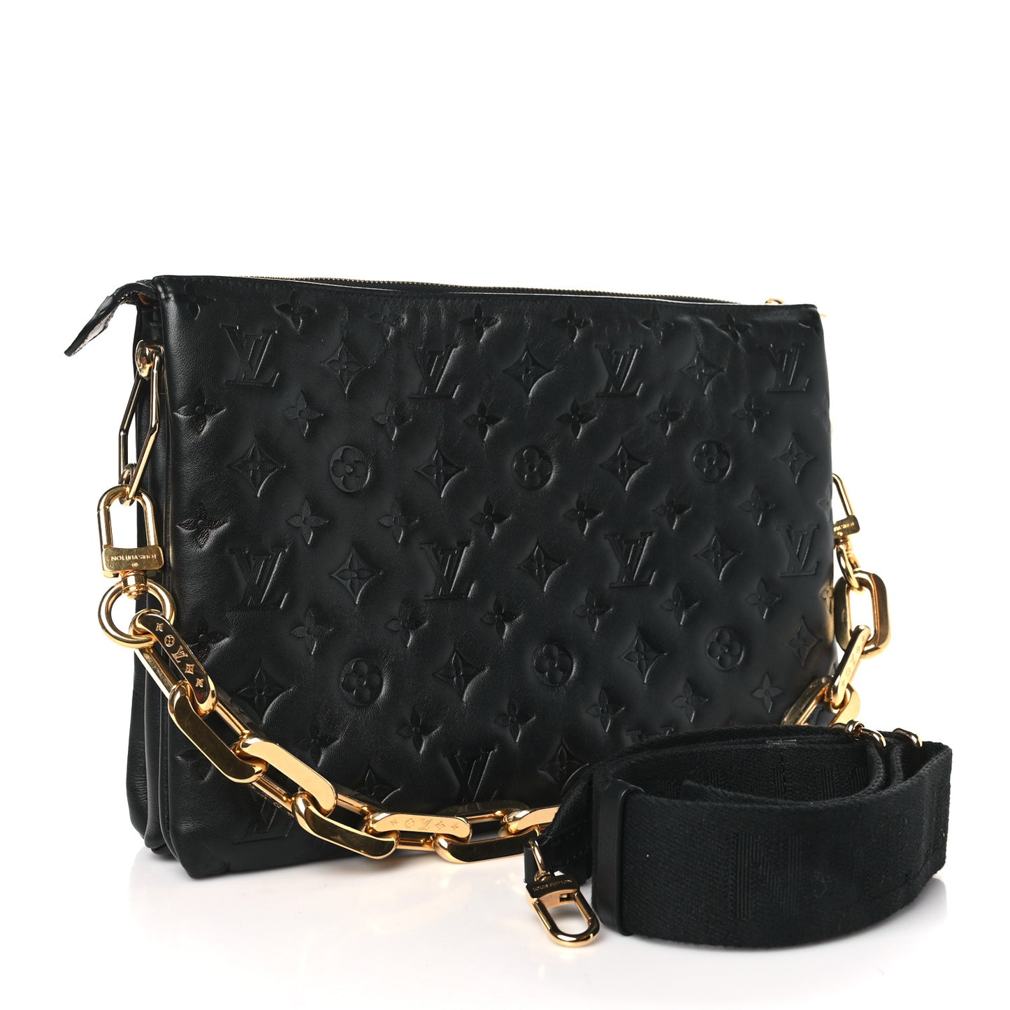 Lambskin Embossed Monogram Coussin MM Black