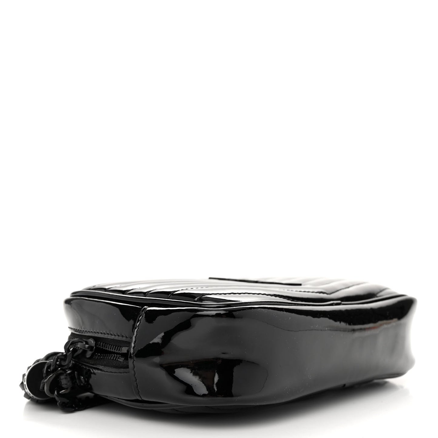 Patent Calfskin Matelasse Monogram Mini Lou Camera Bag Black