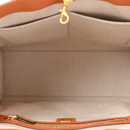 MCM Calfskin Linen Large Munchen Tote Cognac 6 of 13