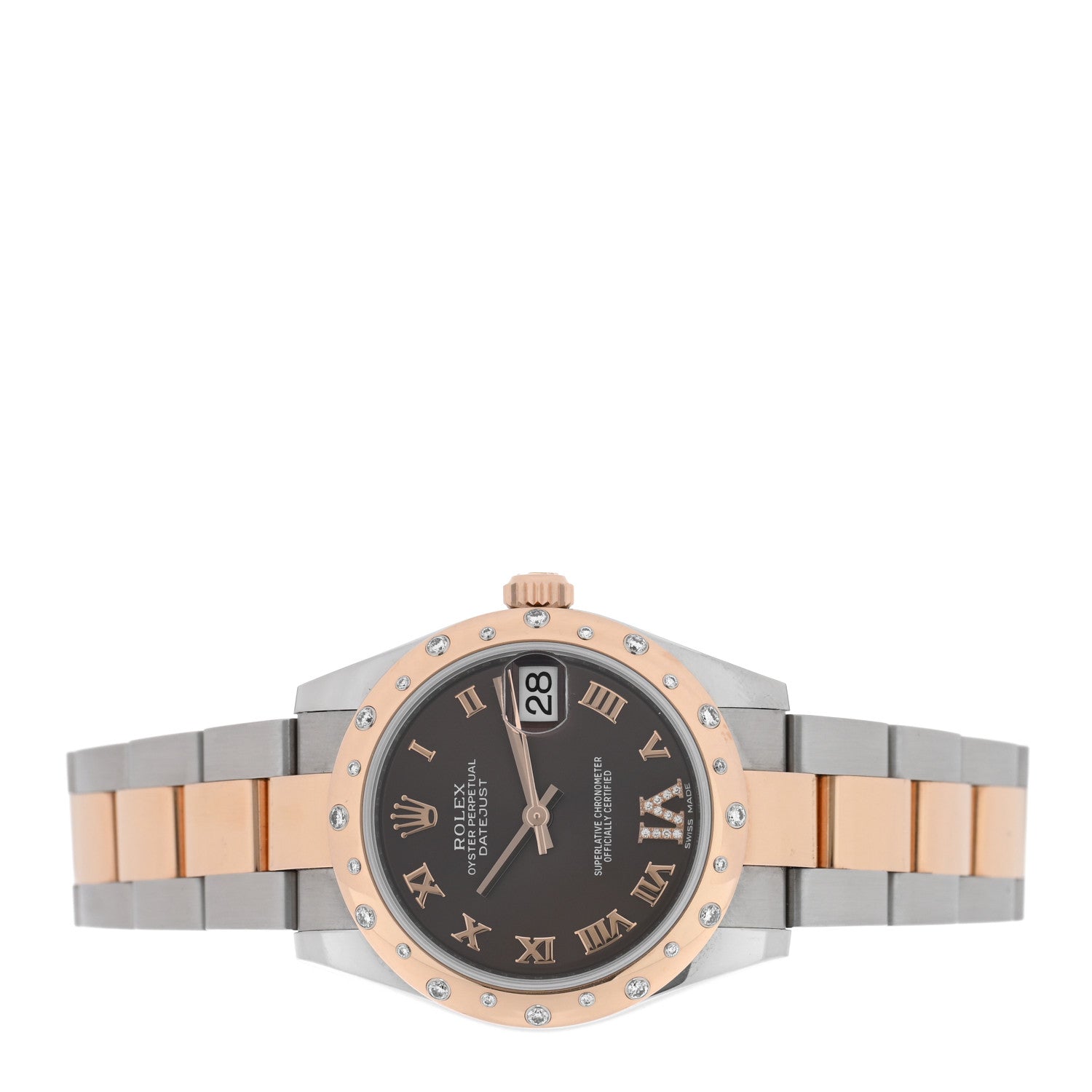 Rolex Stainless Steel 18K Everose Gold Diamond 31mm Oyster Perpetual Datejust Watch Chocolate Roman 178341 2 of 5