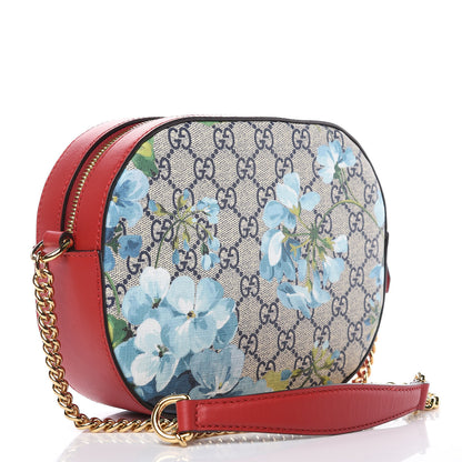 Gucci GG Supreme Monogram Blooms Mini Chain Shoulder Bag Beige Blue Navy Hibiscus Red 3 of 9