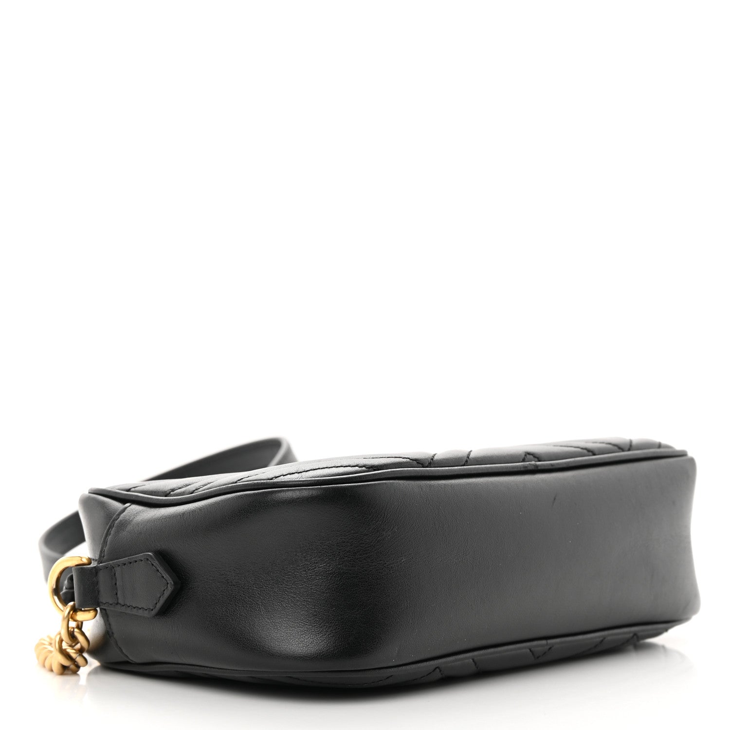 Gucci Calfskin Matelasse Small GG Marmont Chain Shoulder Bag Black 4 of 19