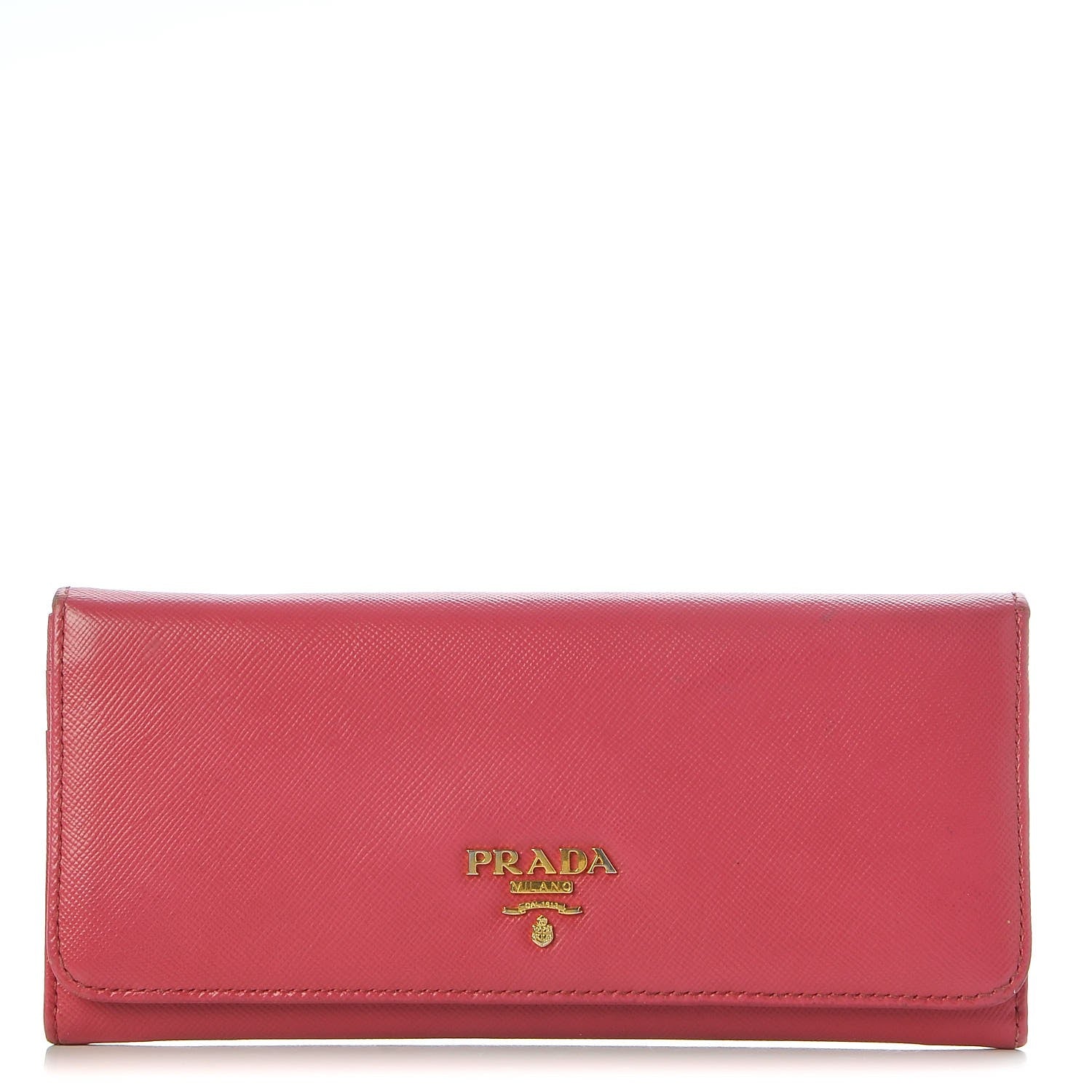 Prada Saffiano Metal Continental Flap Wallet Peonia 1 of 14