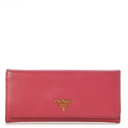 Prada Saffiano Metal Continental Flap Wallet Peonia 1 of 14