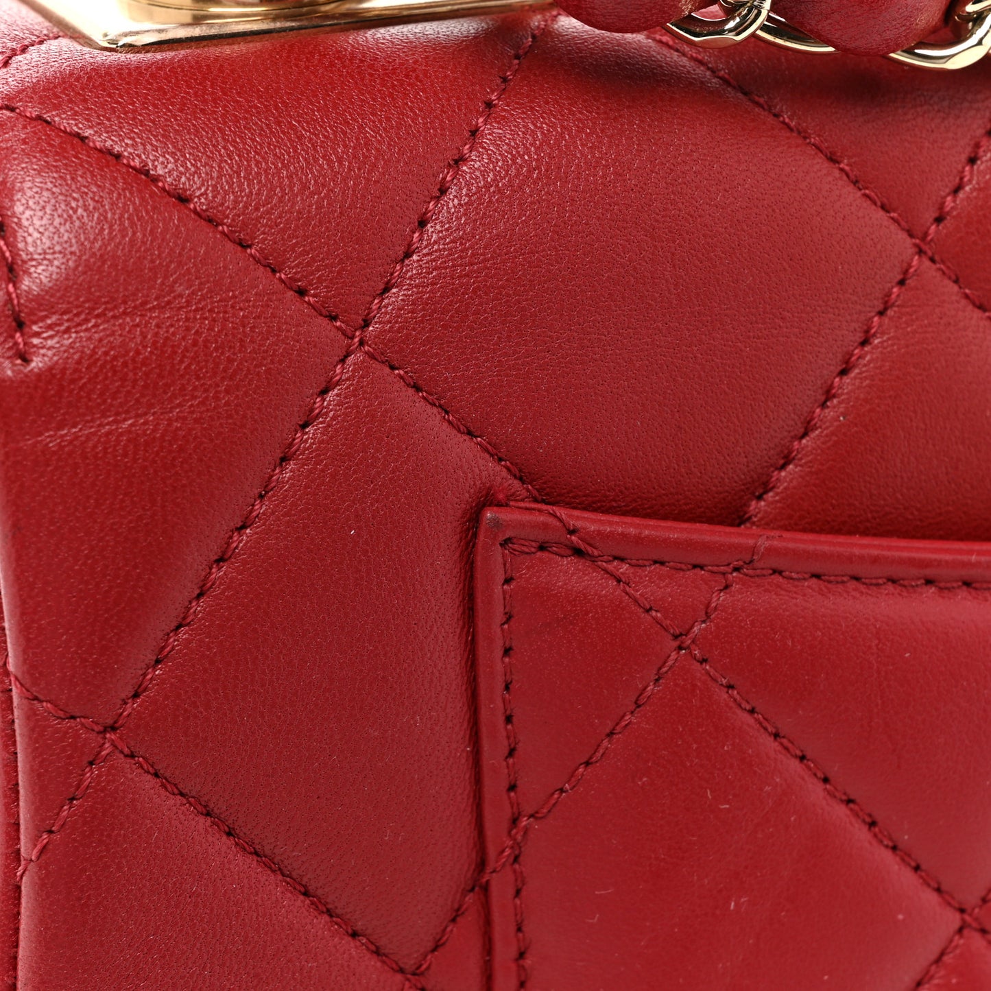 Lambskin Quilted Small Trendy CC Flap Dual Handle Bag Red