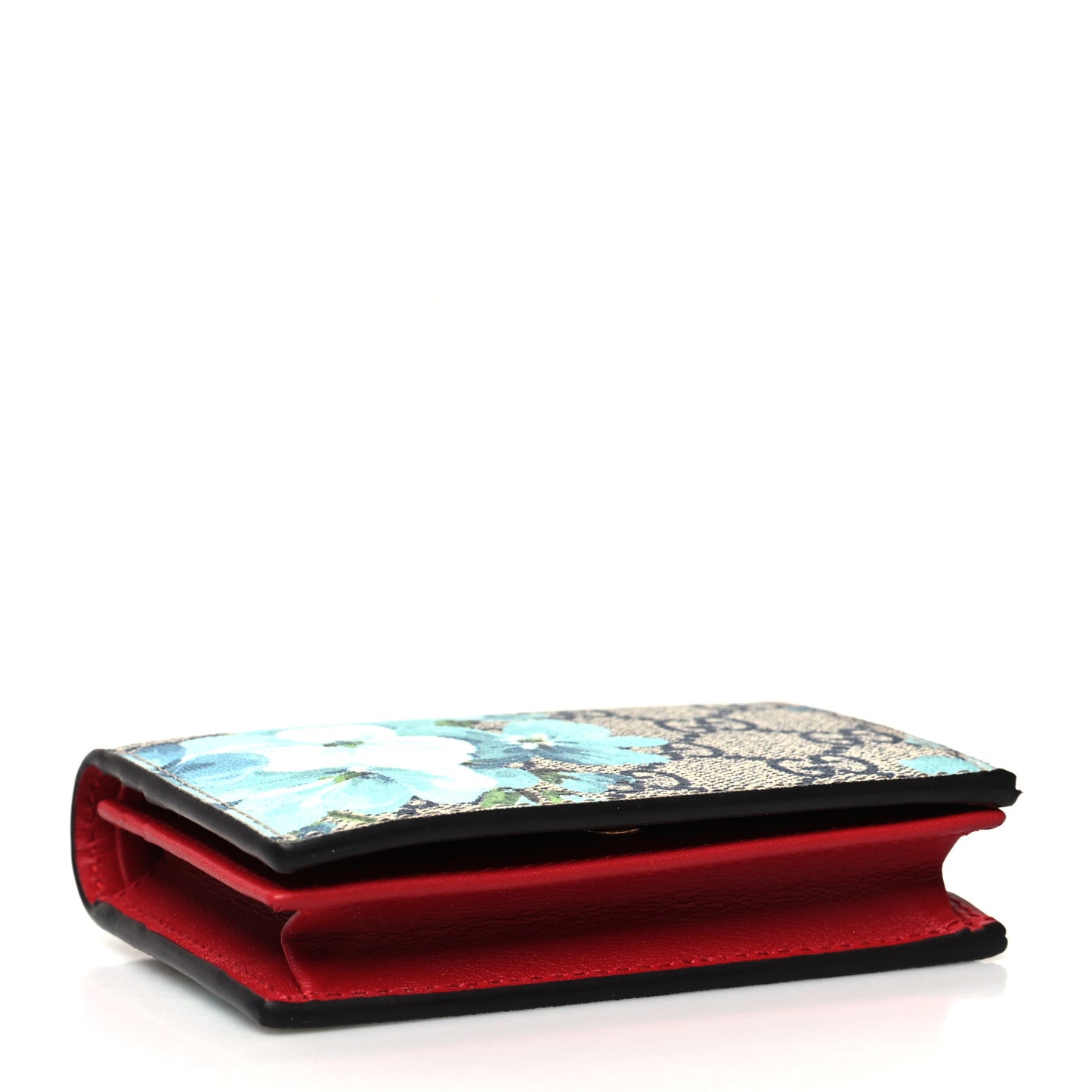 GG Supreme Monogram Blooms Card Case Beige Blue Navy Hibiscus Red