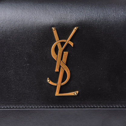 Saint Laurent Smooth Calfskin Medium Monogram Sunset Satchel Black 8 of 11
