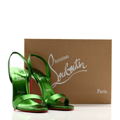 Christian Louboutin Metallic Calfskin O Marylin 100 Slingback Sandal Heels 39 Spinach 40 9 of 9