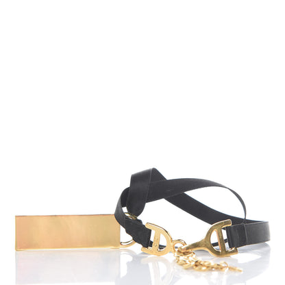Christian Dior Satin Metal Logo Wrap Bracelet Black Gold 3 of 3
