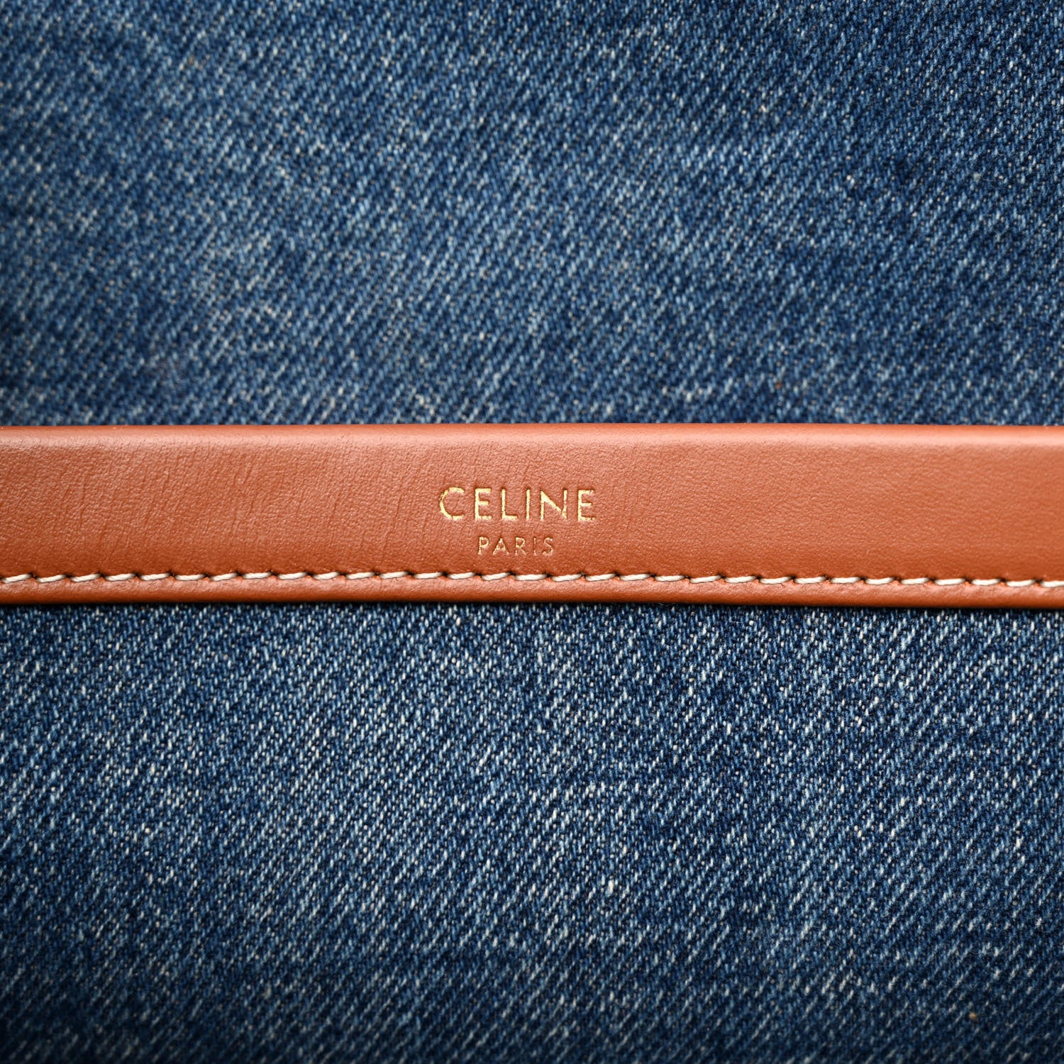 Celine Denim Large Thais Cabas Navy Tan 6 of 11