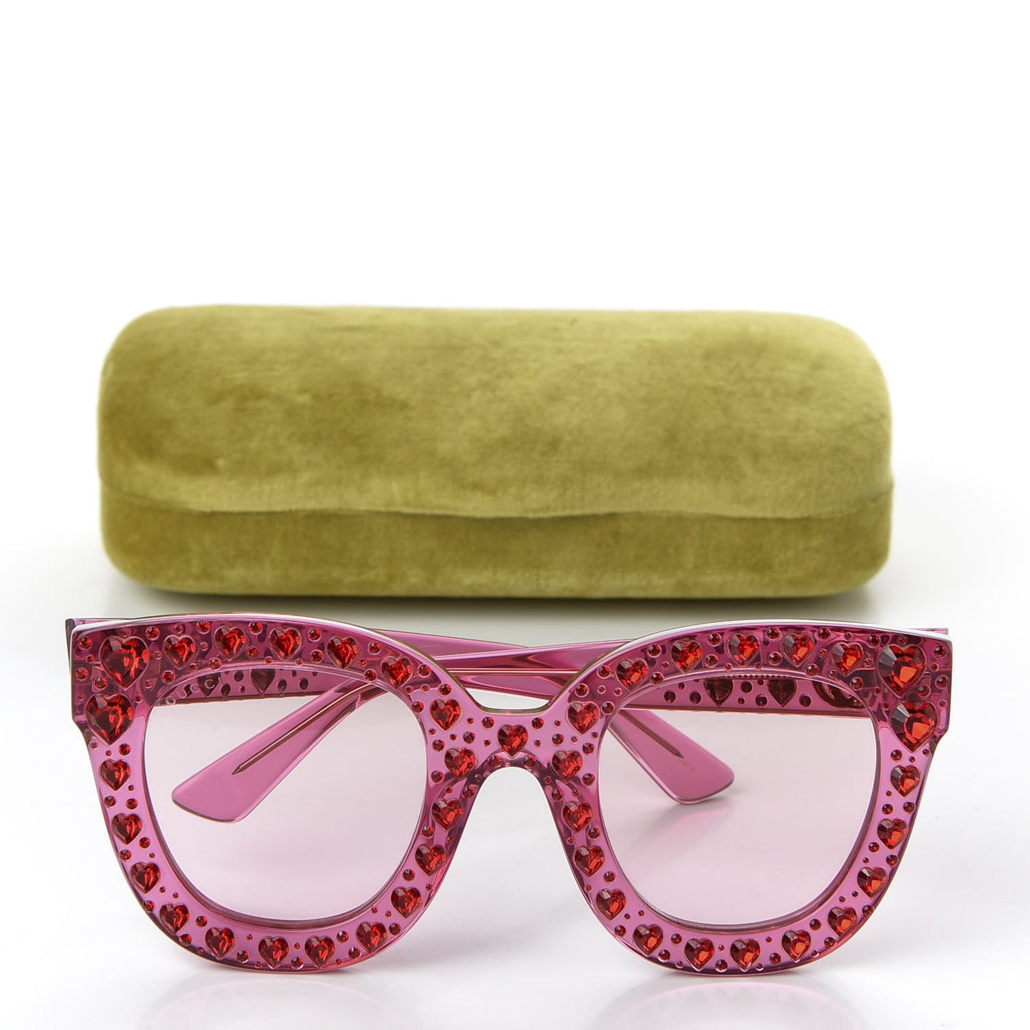 Acetate Crystal Heart GG0116S Sunglasses Fuchsia