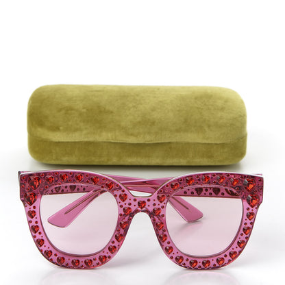 Gucci Acetate Crystal Heart GG0116S Sunglasses Fuchsia 8 of 8