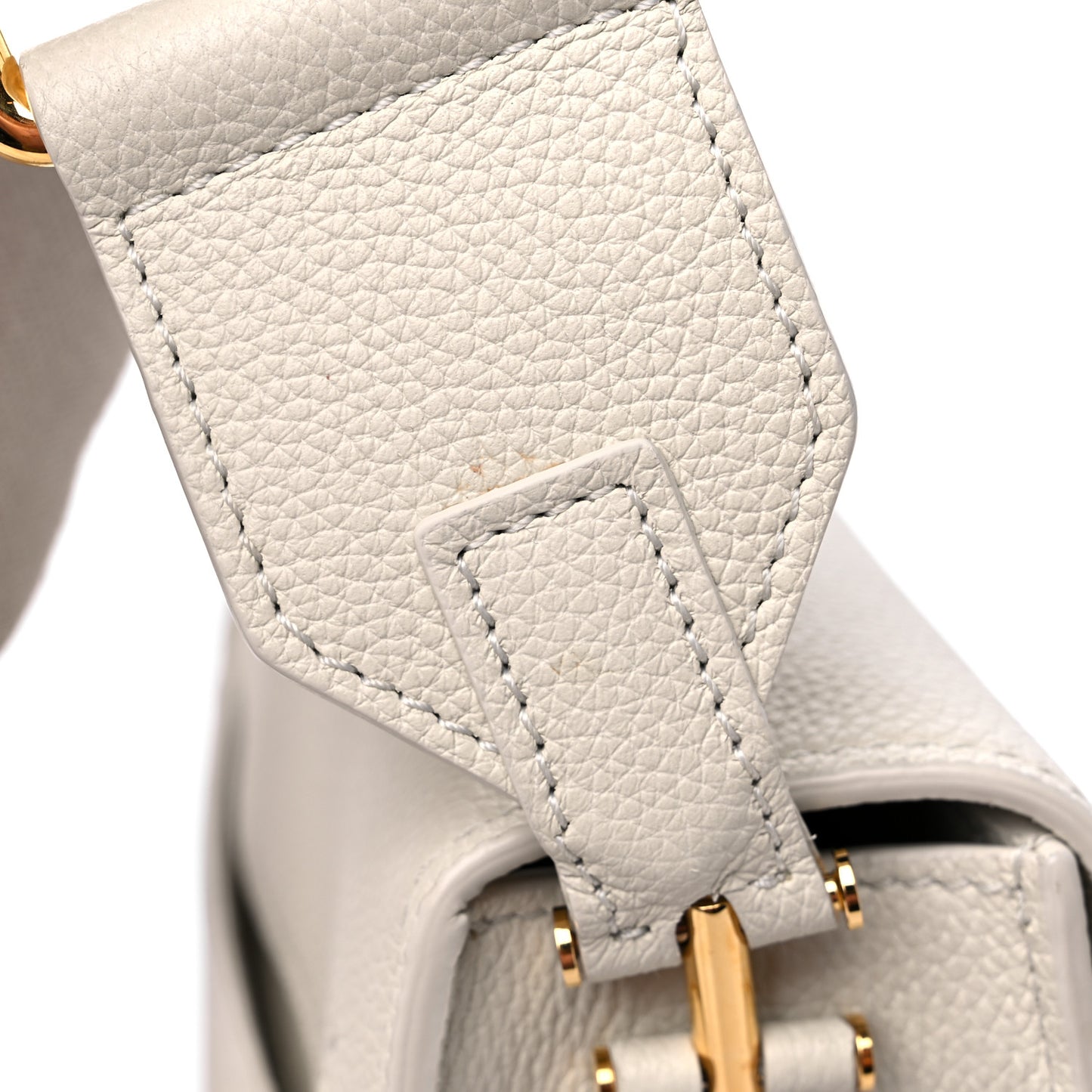 Grained Calfskin T Clasp Tara Crossbody Bag White