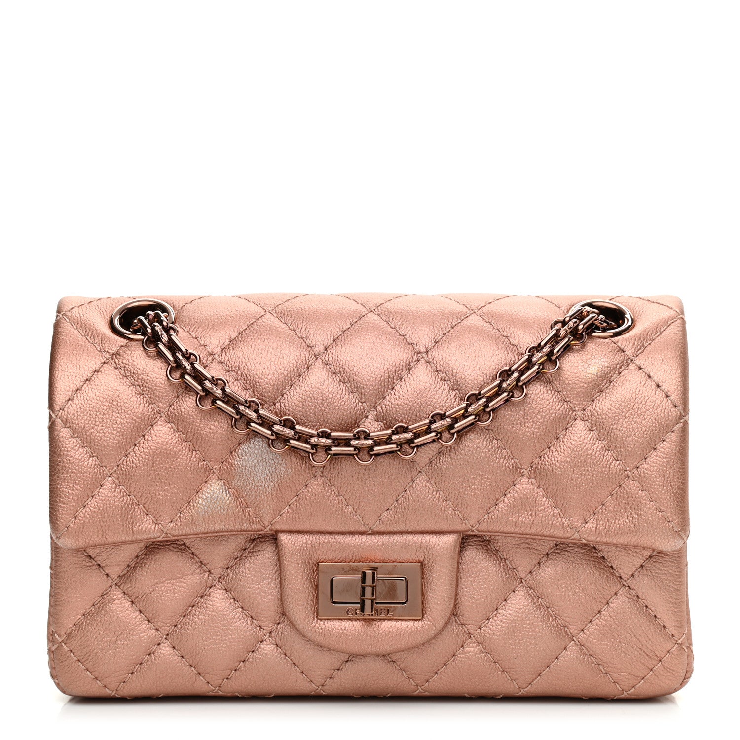 Chanel Metallic Grained Calfskin Quilted 2.55 Reissue Mini Flap Copper Pink 1 of 11