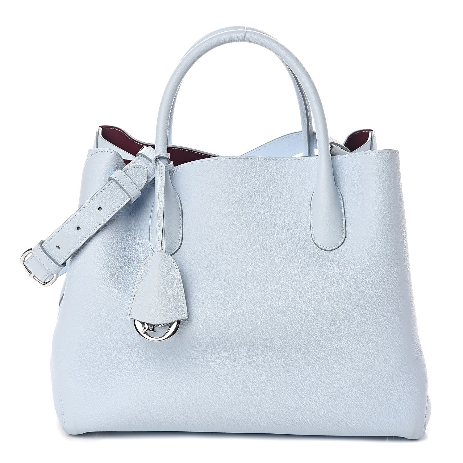 Christian Dior Supple Grained Calfskin Large Open Bar Tote Light Blue 1 of 9