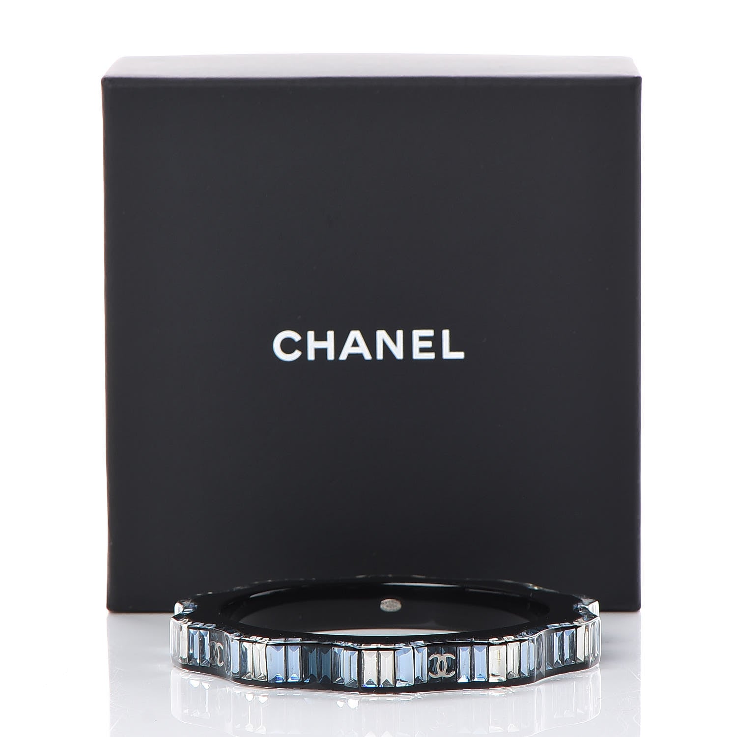 Chanel Resin Crystal CC Bracelet Blue 6 of 6