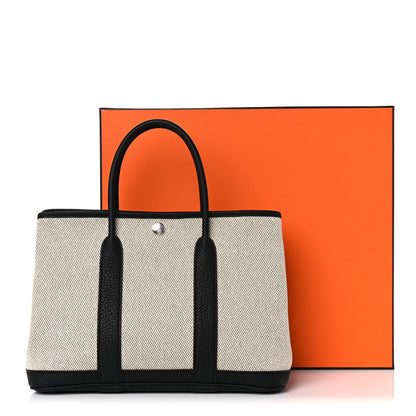 Hermes Twill H Negonda Garden Party 30 TPM Tote Ecru Black 10 of 10