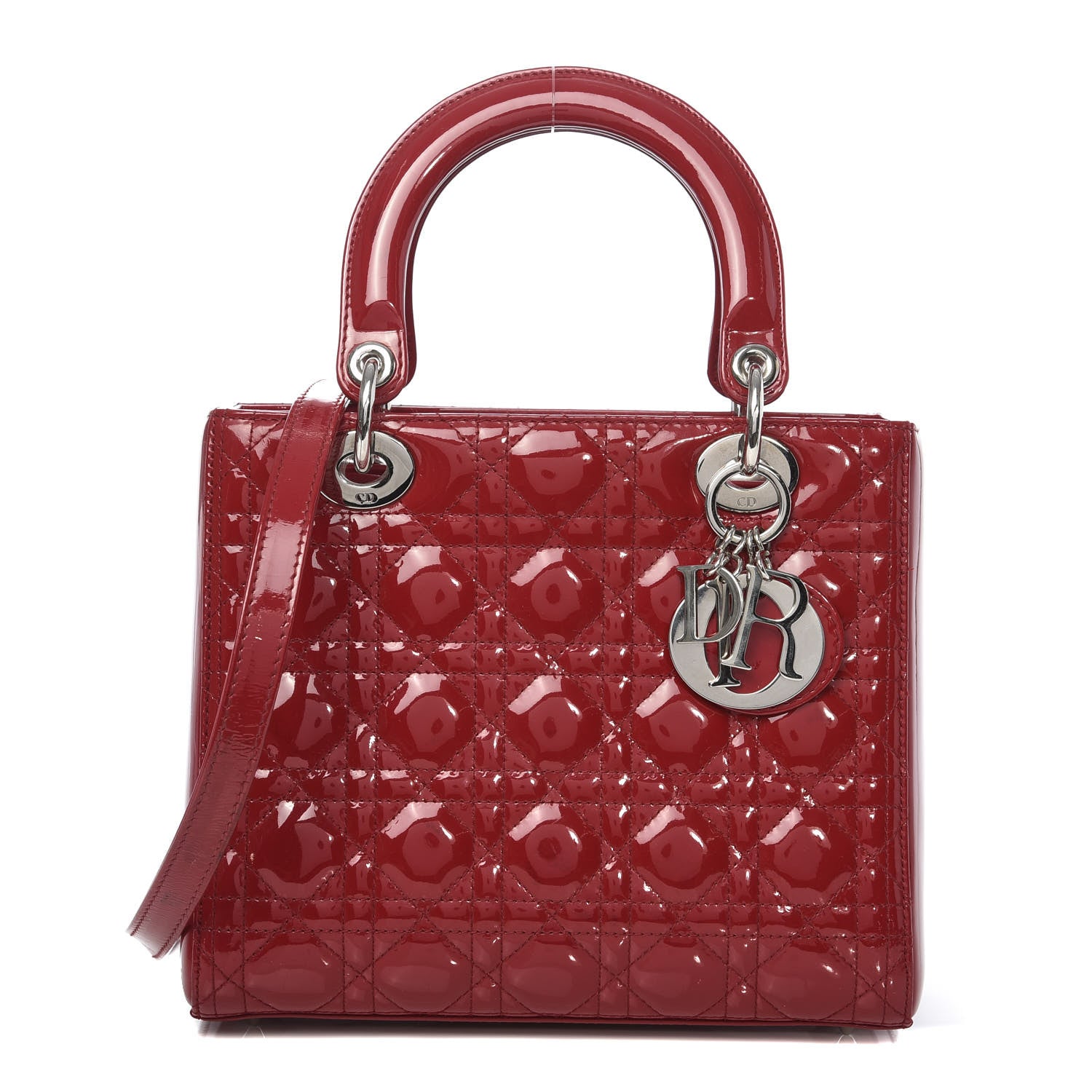 Christian Dior Patent Cannage Medium Lady Dior Red 1 of 12