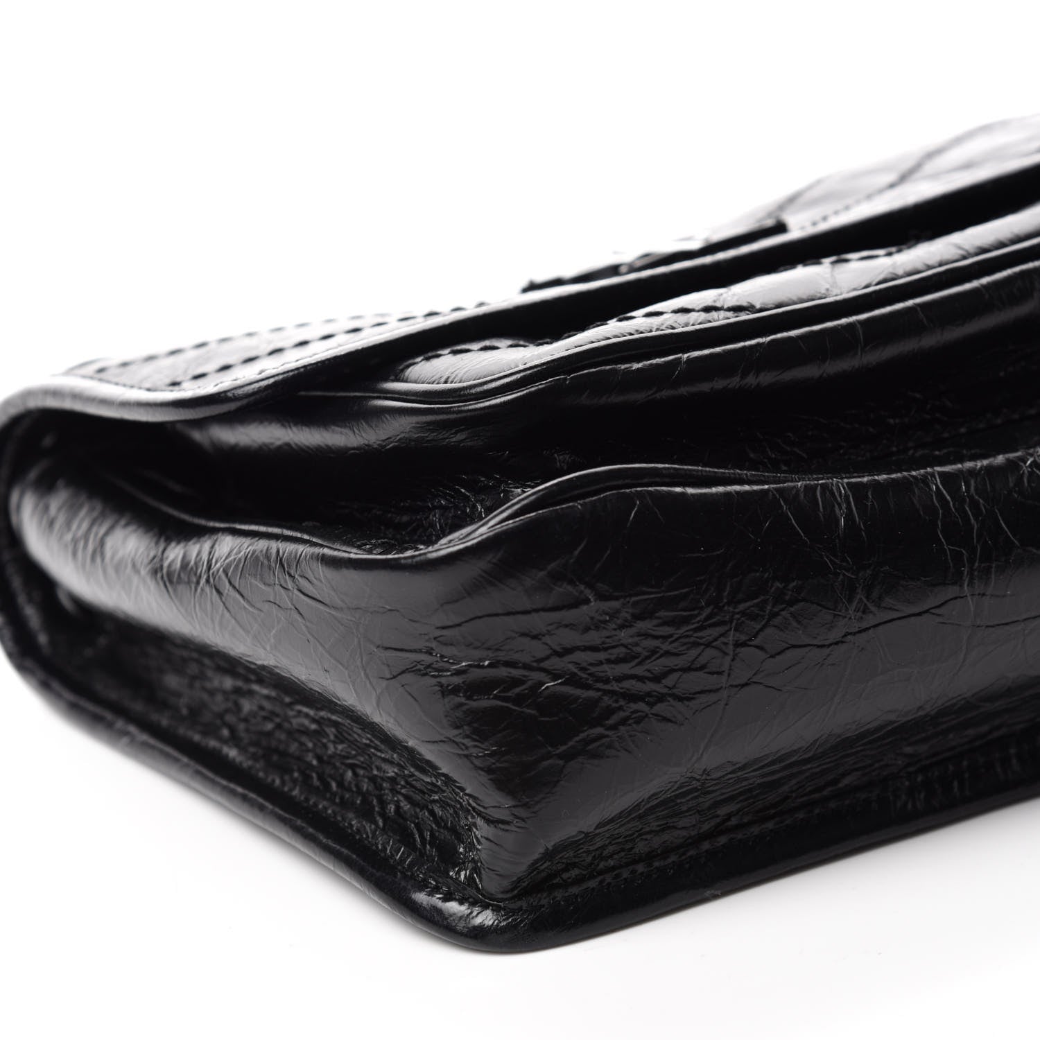 Saint Laurent Crinkled Calfskin Matelasse Monogram Baby Niki Chain Satchel Black 6 of 12