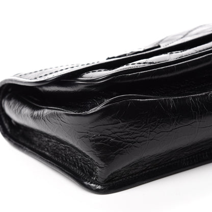 Saint Laurent Crinkled Calfskin Matelasse Monogram Baby Niki Chain Satchel Black 6 of 12
