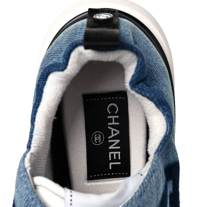 Chanel Denim Suede Calfskin Womens CC Sneakers 39 Dark Blue White Black 14 of 18