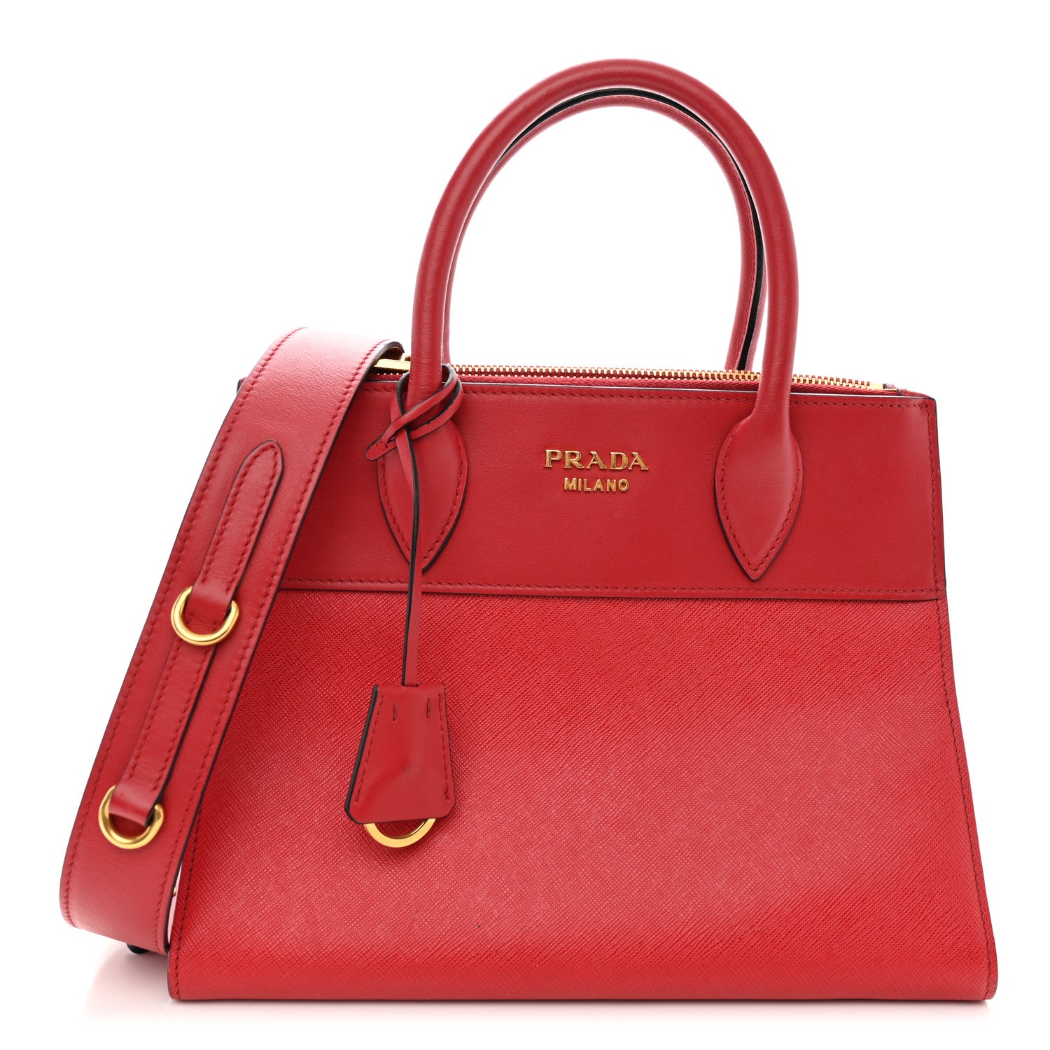 Prada Saffiano City Calfskin Small Paradigme Bag Red 1 of 13