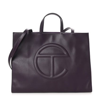 Telfar Vegan Leather Large Shopping Bag Eggplant 1 of 9