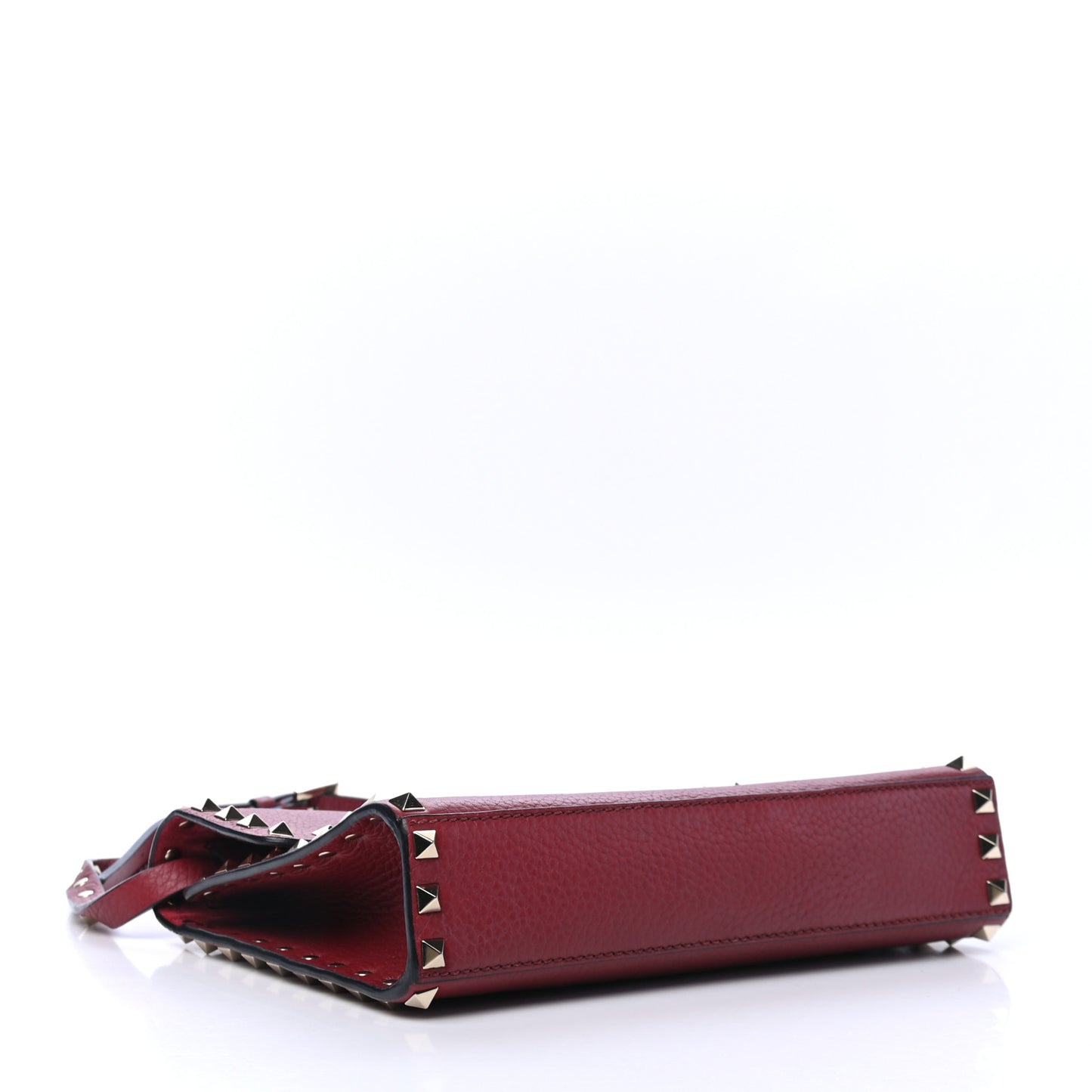 Pebbled Calfskin Medium Rockstud Flip Lock Crossbody Bag Red