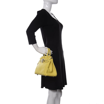 Hermes Taurillon Novillo Verso Birkin 25 Lime Bleuet 2 of 10