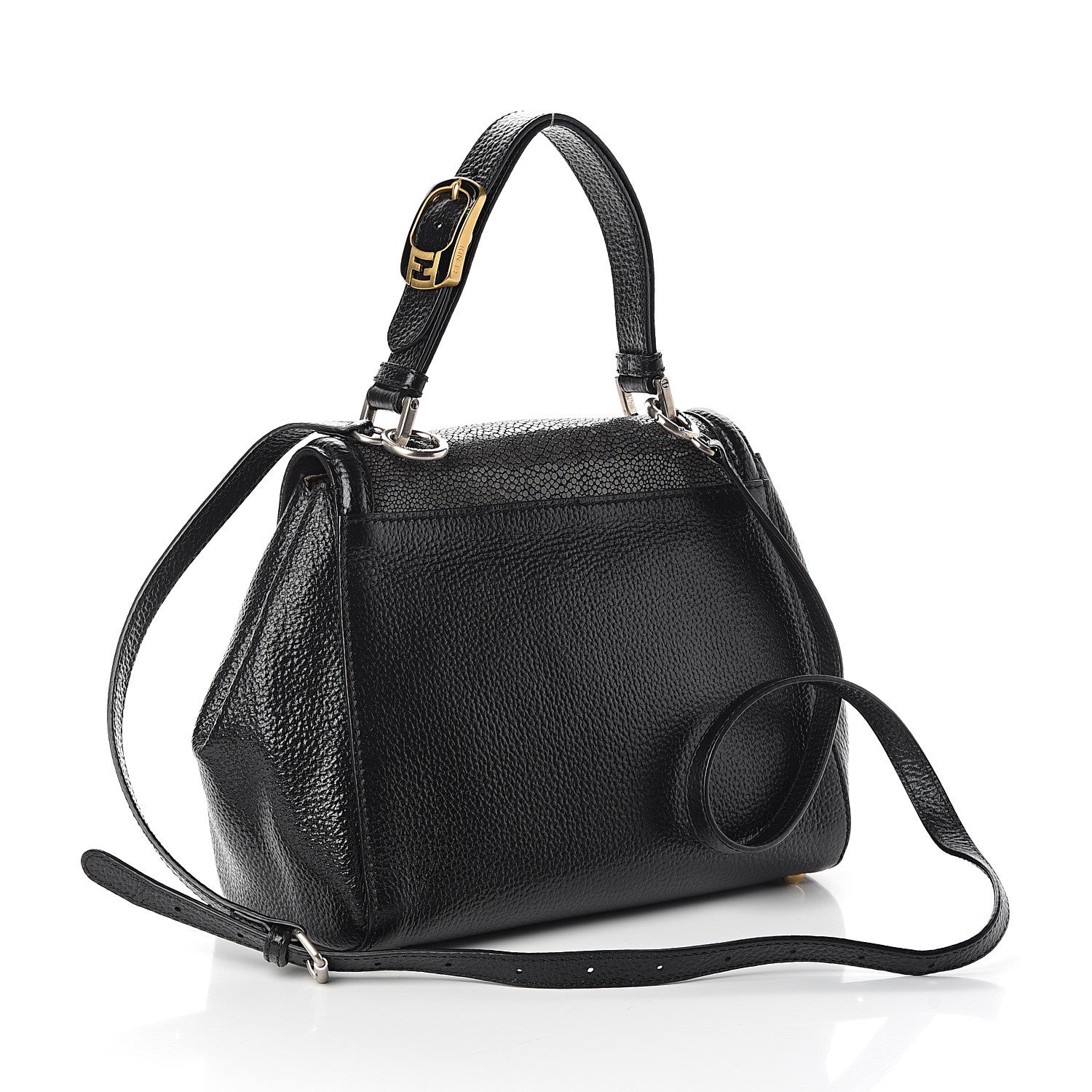 Fendi Glossy Buffalo Stingray Silvana Bag Black 2 of 8