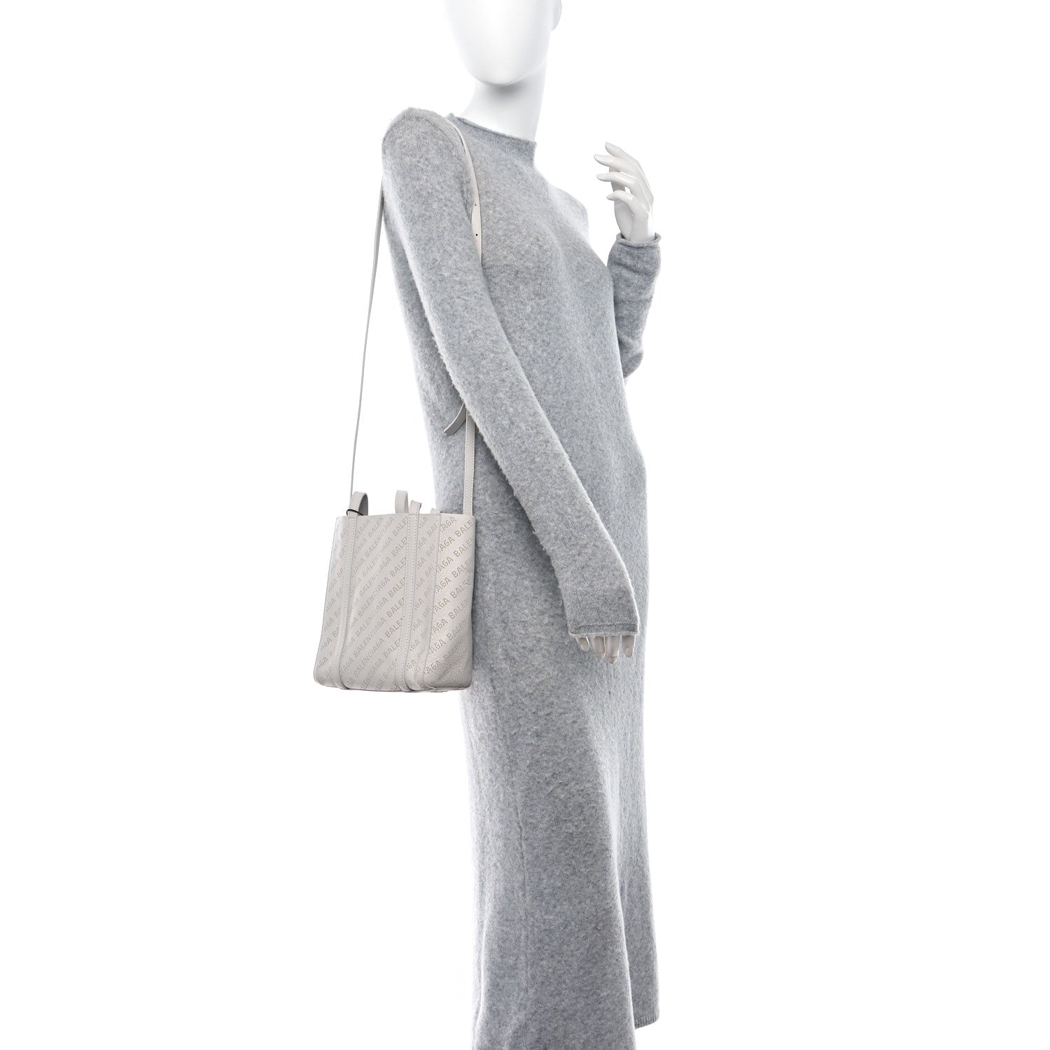Balenciaga Smooth Calfskin Logo Perforated XXS Everyday Tote Chalky White 2 of 10