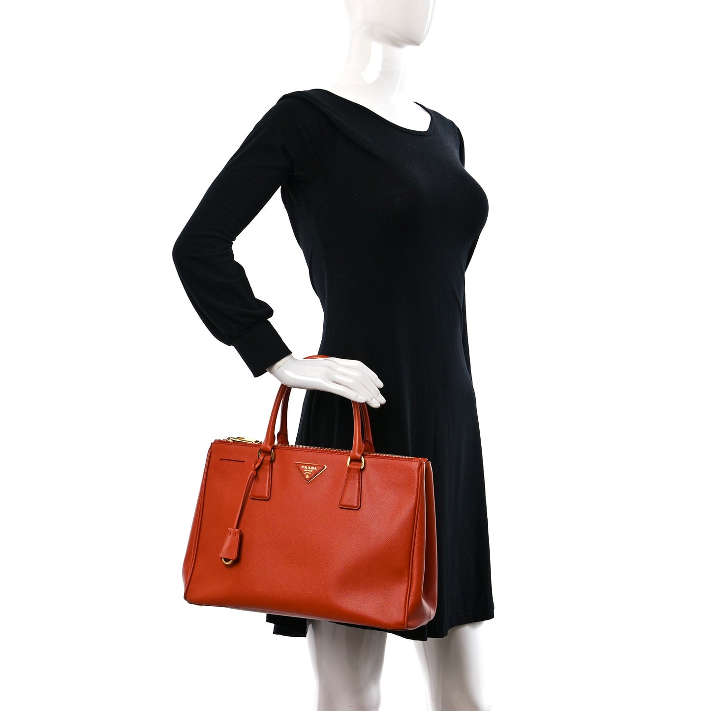 Saffiano Medium Galleria Double Zip Tote Papaya