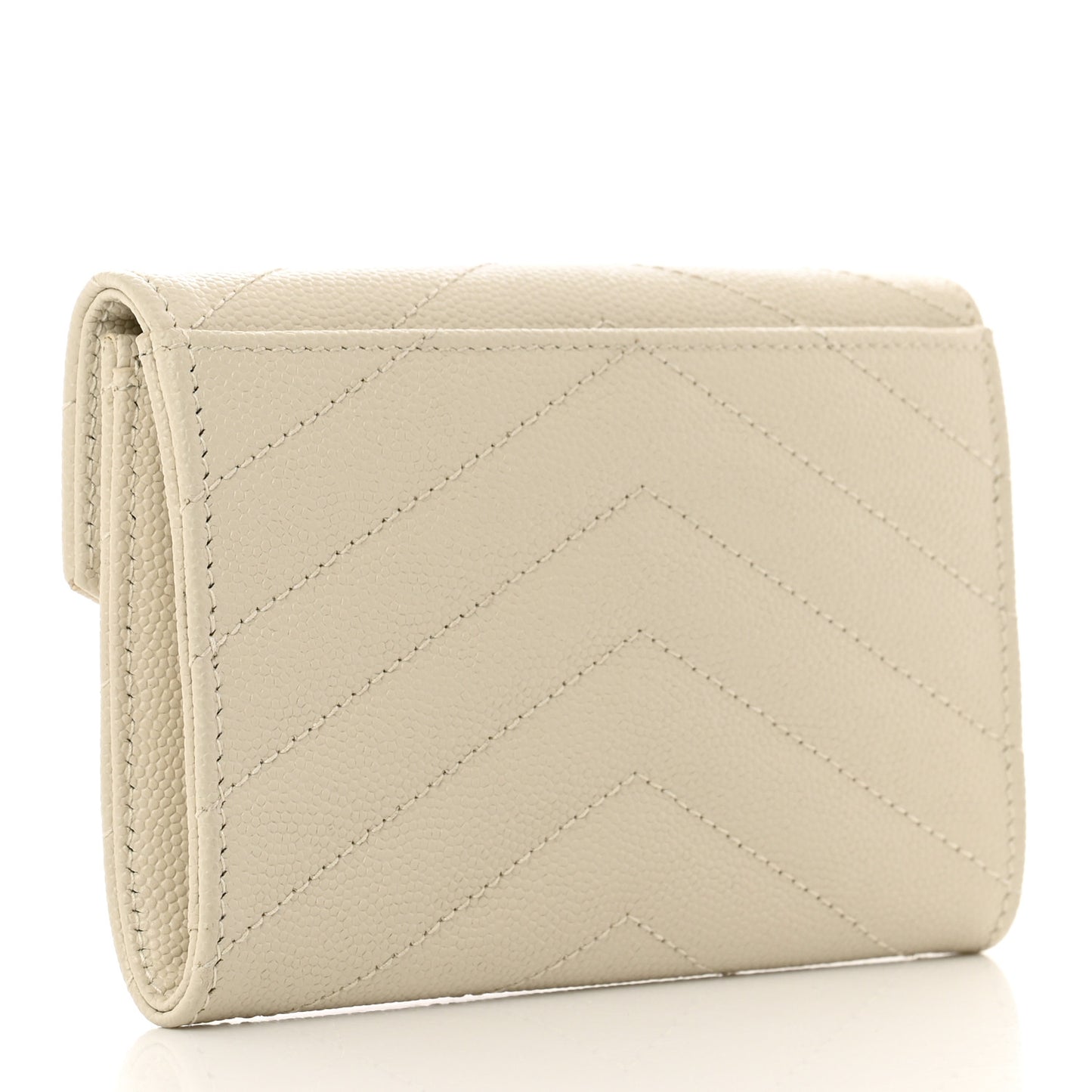 Grain De Poudre Matelasse Chevron Small Monogram Envelope Wallet Crema Soft