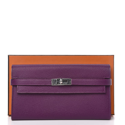 Hermes Chevre Mysore Kelly Longue Wallet Anemone 8 of 8