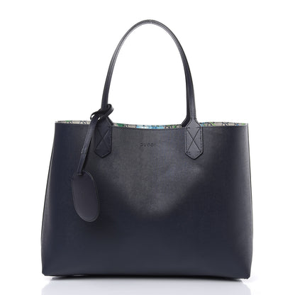 Gucci GG Supreme Monogram Blooms Medium Reversible Tote Beige Blue Navy 2 of 14