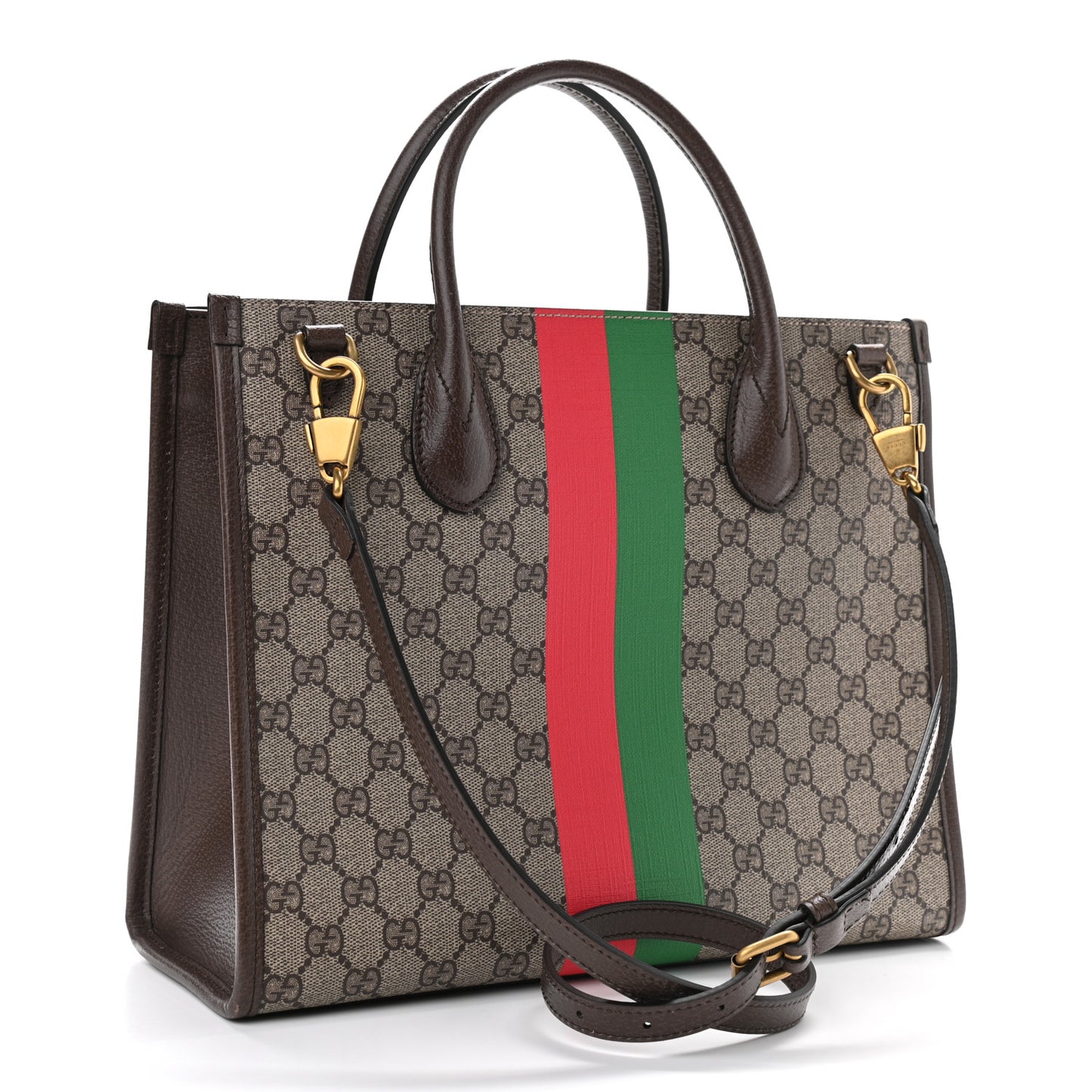 GG Supreme Monogram Textured Dollar Calfskin Web Gucci Tiger Small Retro Interlocking G Tote Bag Beige Ebony Live Red New Shamarock New Acero