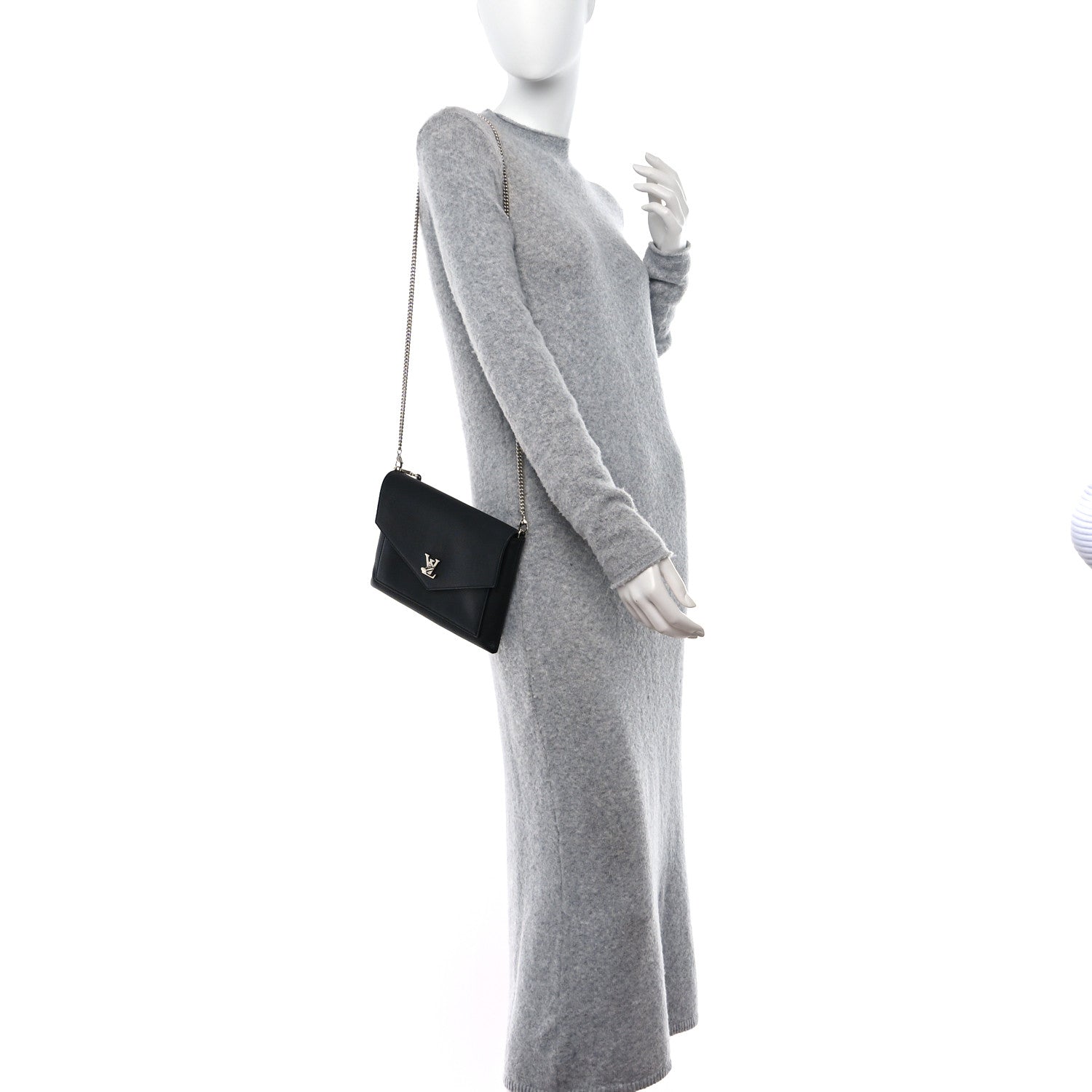 Louis Vuitton LOUIS VUITTON Soft Calfskin My Lockme Chain Pochette Black 2 of 10