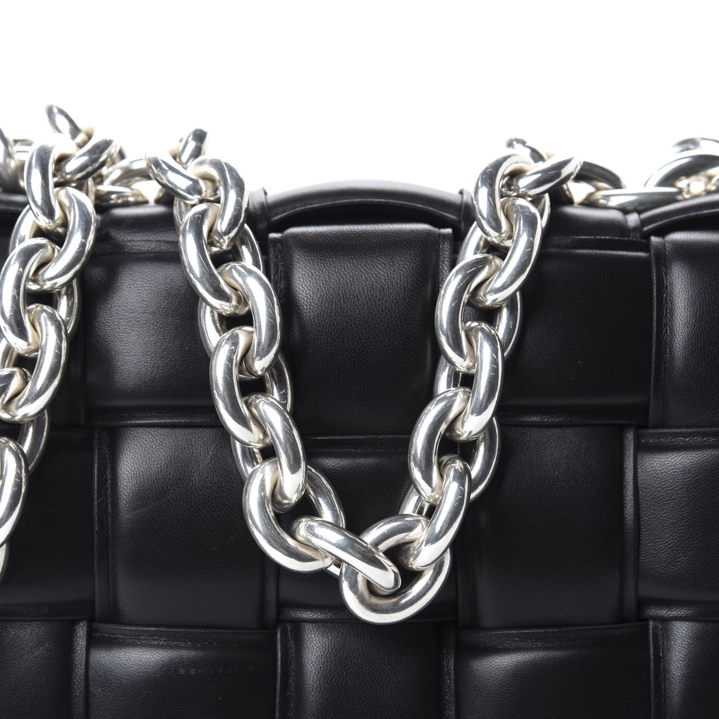 Lambskin Maxi Intreccio Padded Chain Cassette Crossbody Bag Black