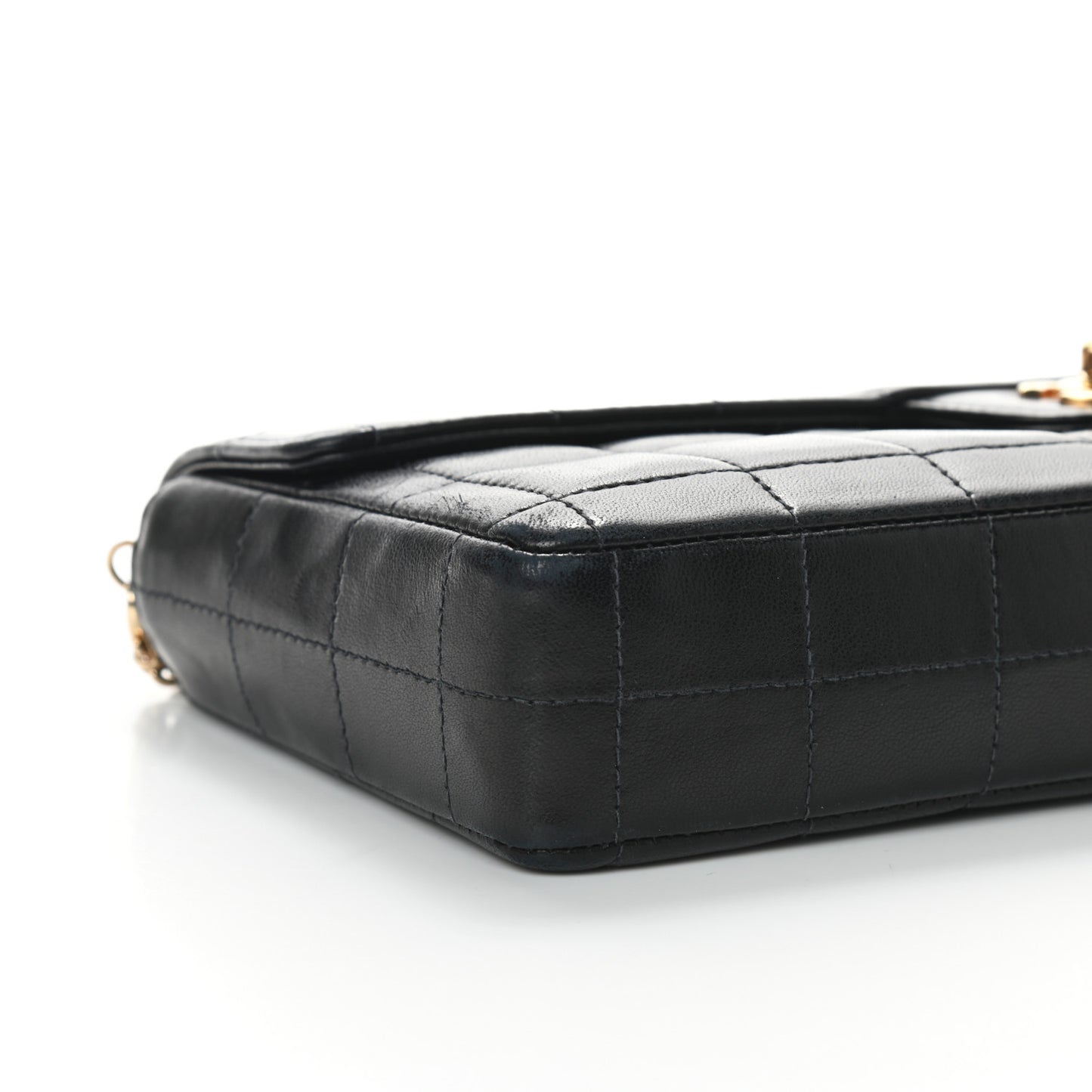 Lambskin East West Chocolate Bar Flap Black