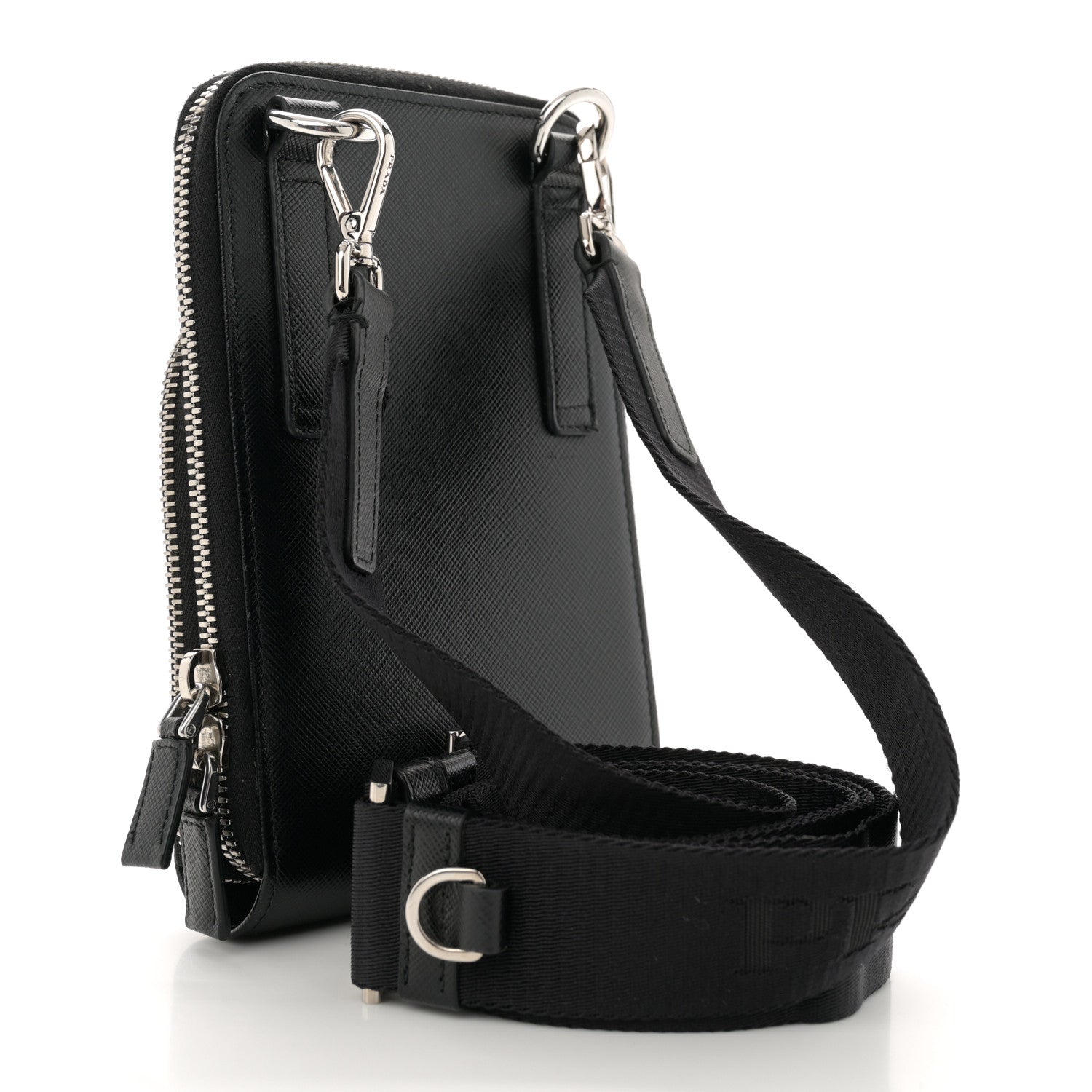 Prada Saffiano Phone Crossbody Pouch Black 3 of 13