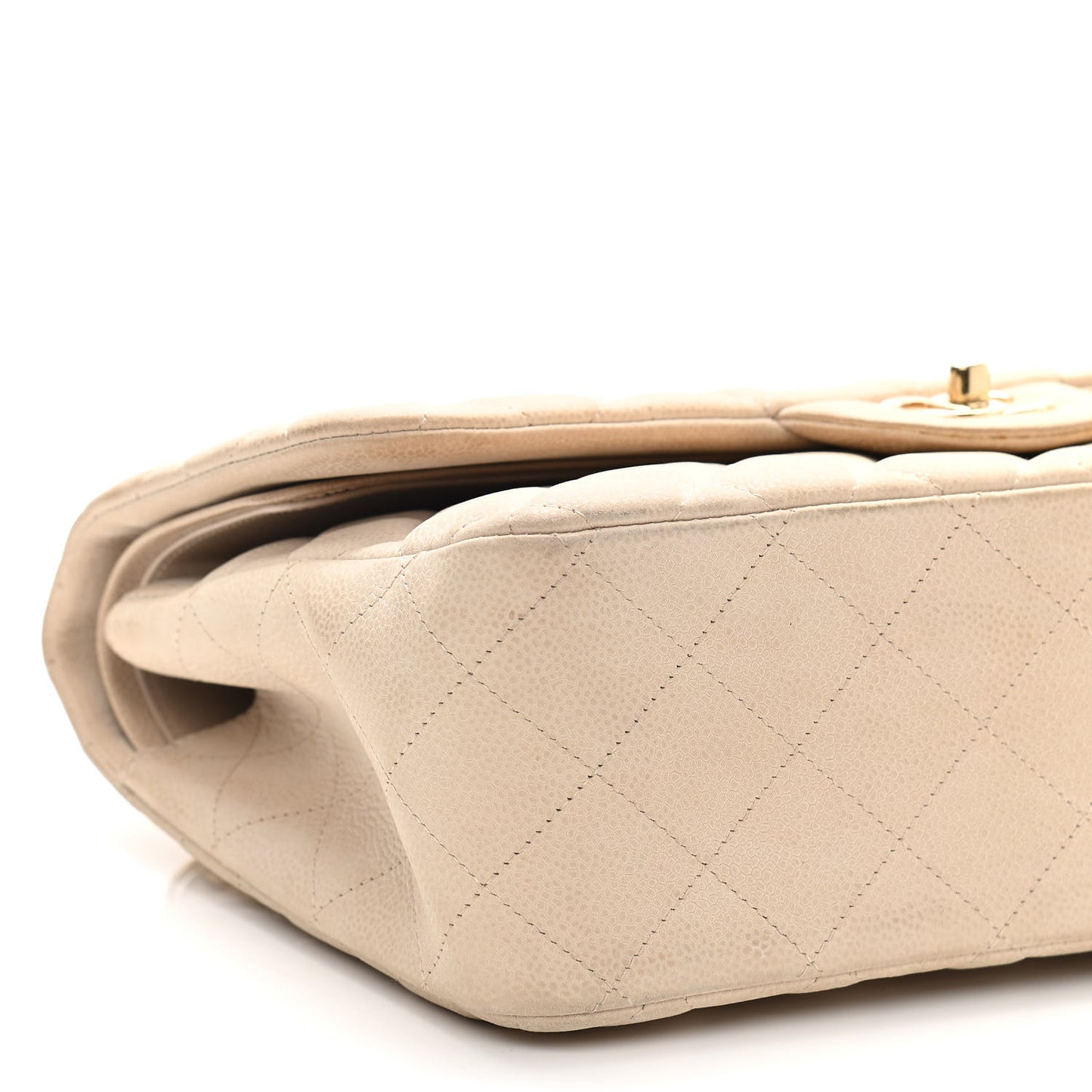 Iridescent Caviar Quilted Jumbo Double Beige