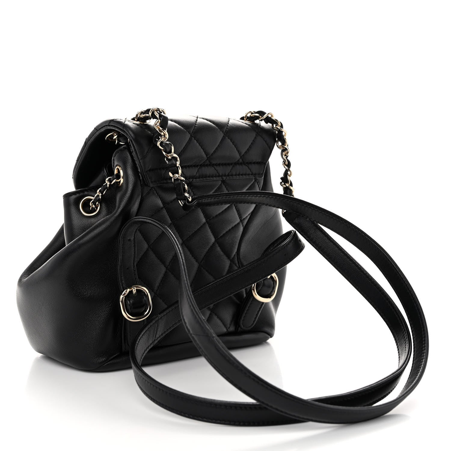 Chanel Lambskin Quilted Small Duma Drawstring Backpack Black 3 of 10