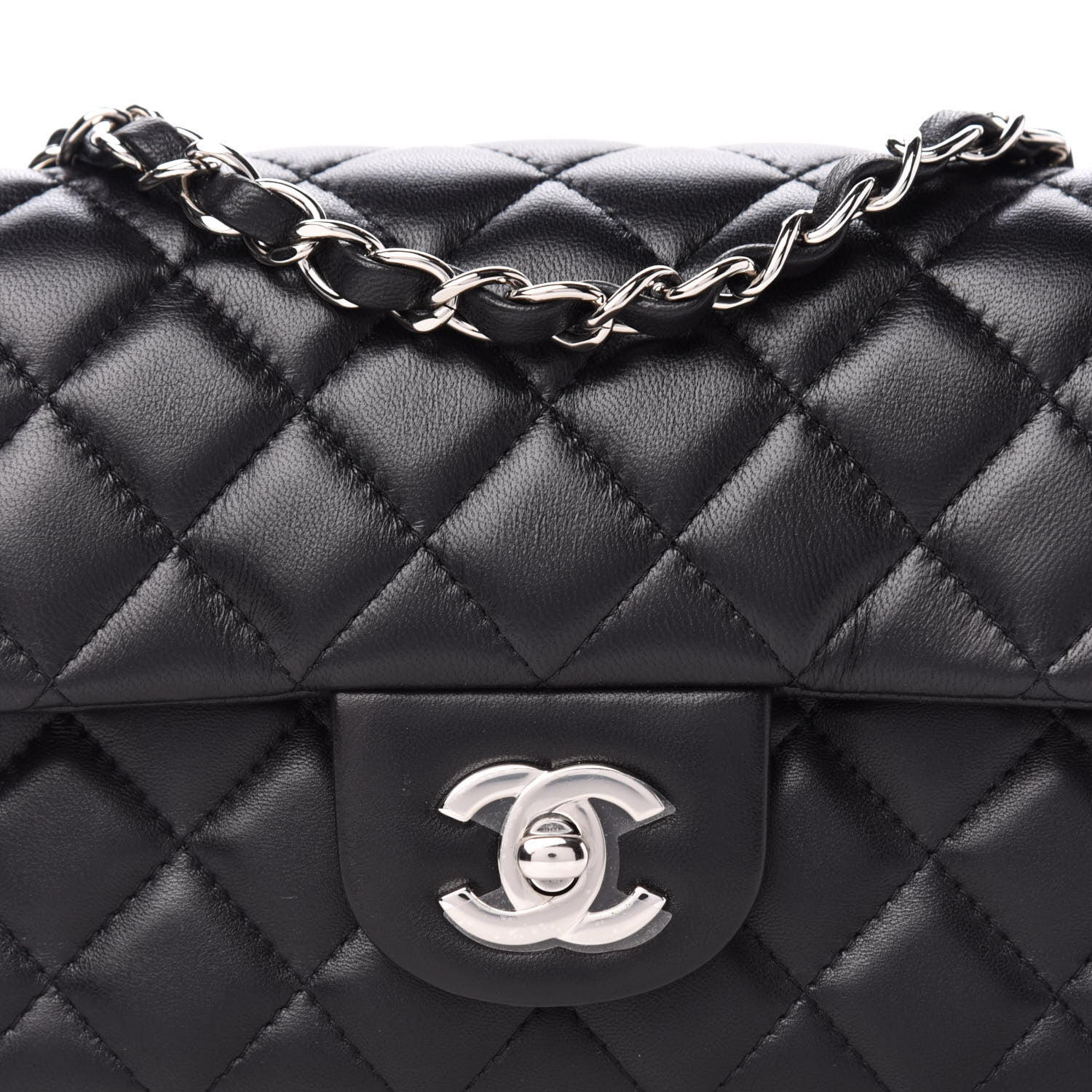 Chanel Lambskin Quilted Mini Rectangular Flap Black 10 of 11